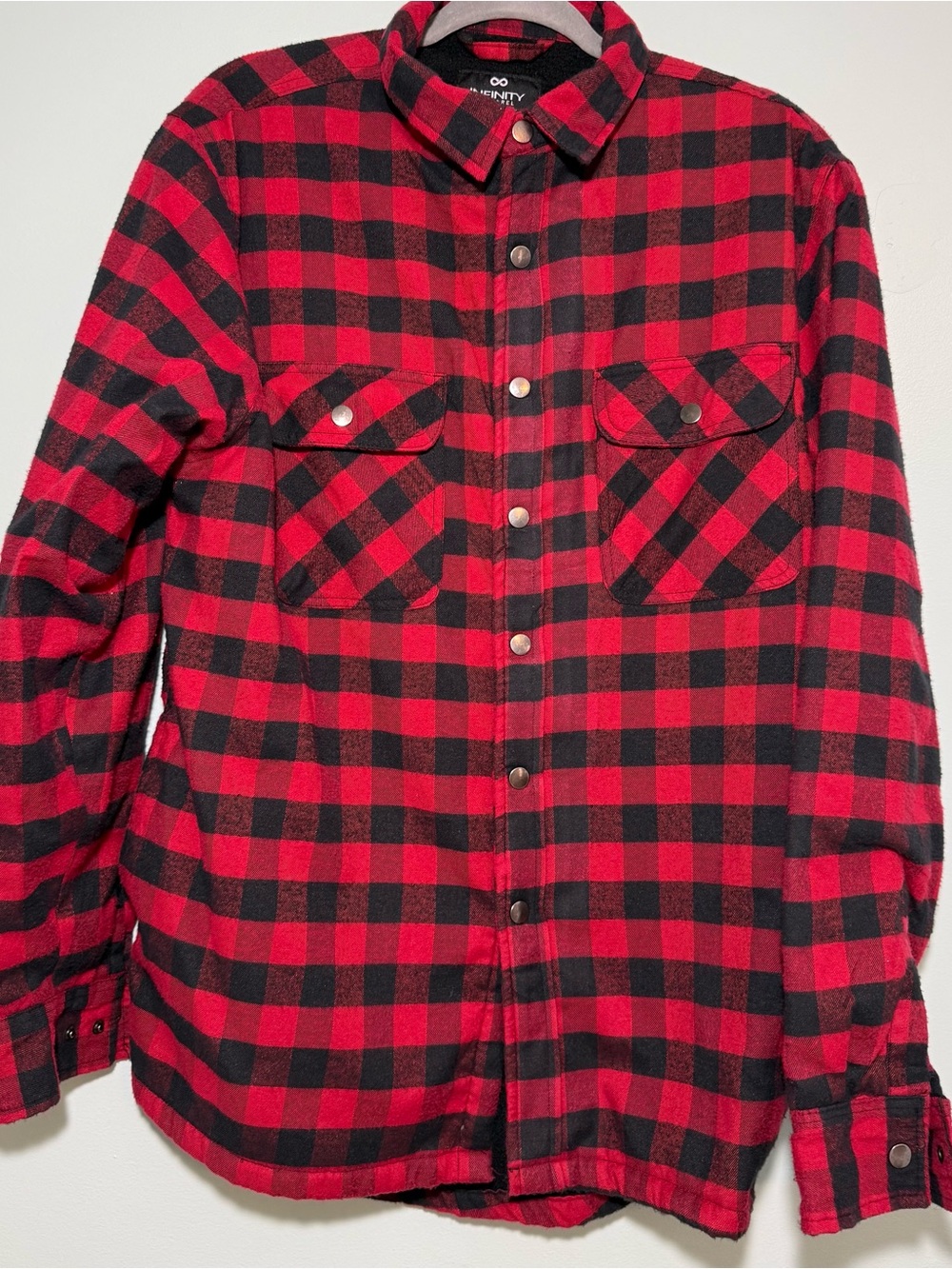 NFINITY Red and Black Plaid Button-Up Flannel Shirt